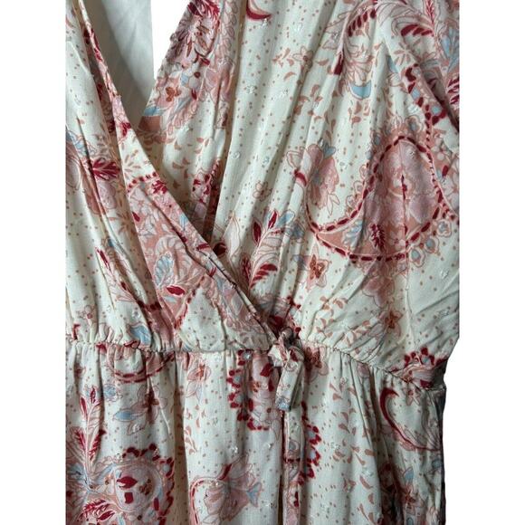 Torrid Dress Size 1X Midi Swiss Linen Surplice Paisley Faux Wrap Pink Multicolor - Picture 5 of 15